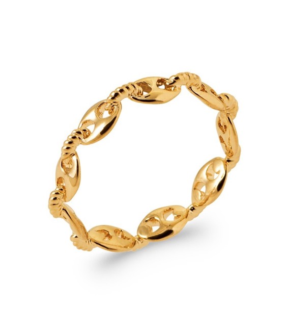 Bague plaqué or rigide grains de café 