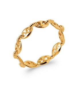 Bague plaqué or rigide grains de café