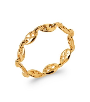 Bague plaqué or rigide grains de café 
