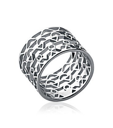 Large anneau argent massif bague géométrique 