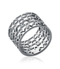 Large anneau argent massif bague géométrique