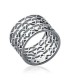 Large anneau argent massif bague géométrique 