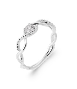 Bague chic pour femme en argent massif rehaussée d'un zirconium 