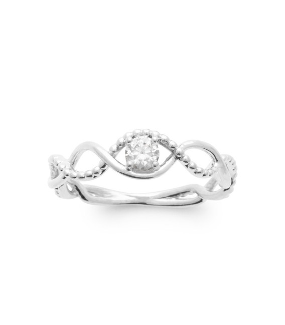 Bague chic pour femme en argent massif rehaussée d'un zirconium 