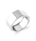 Bague argent massif large anneau hexagonale zirconium