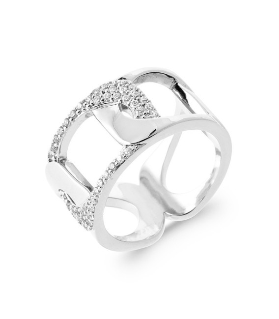 Bague argent massif anneau entrelats de zirconium micro serti 