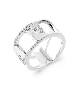 Bague argent massif anneau entrelats de zirconium micro serti 