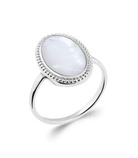 Bague argent massif rehaussée nacre perlée 