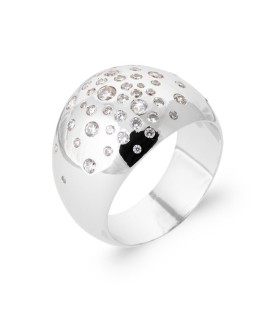 Grosse bague bombée argent massif bulles de zirconium 