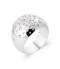 Grosse bague bombée argent massif bulles de zirconium