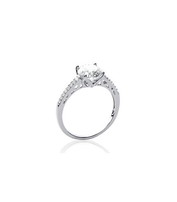 Bague argent zirconium taillé solitaire 