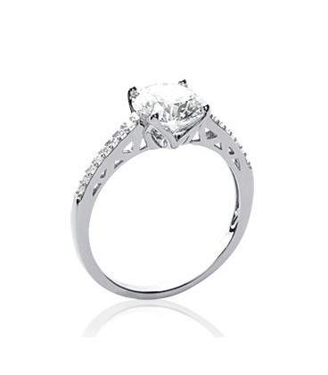 Bague argent zirconium taillé solitaire 