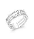 Bague argent trois anneaux zirconium au centre serti solitaire