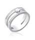 Bague alliance solitaire originale argent massif de zirconium en demi jonc 