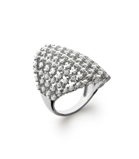 Grosse bague argent massif enveloppante pavé de zirconium 