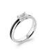 Bague bicolore argent laque noire au centre zirconium griffé 