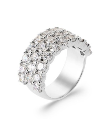 Grosse bague argent pavage de zirconium en demi jonc 
