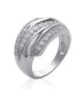 Grosse bague argent trois rangs de zirconium