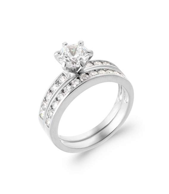 Double bagues argent zirconium et solitaire 