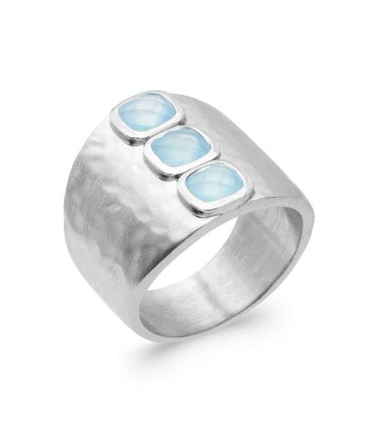 Bague Chevalière Argent Massif 925 Avec Trois Gros Cristaux Scintillants - Taille 52 - Bijou Cocktail élégant