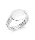 Bague monture maille gourmette argent massif plaque miroir a gravée