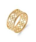 Bague plaqué or large anneau dentelle de perles