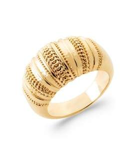 Bague plaqué or beau bombé style broderie chic 