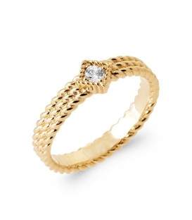 Petite bague plaqué or et zirconium 