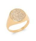 Bague style chevalière ronde plaqué or micro serti de zirconium