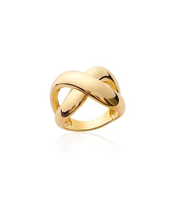 Bague plaqué or large anneau croisé 