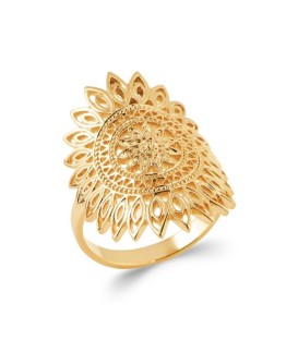 Bague plaqué or enveloppante plate très originale ciselée dentelle 