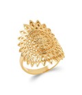 Bague plaqué or enveloppante plate très originale ciselée dentelle