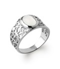 Bague argent anneau dentelle rehaussé pierre de lune serti