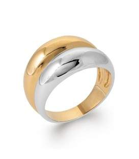 Bague double anneaux plaqué or rhodiées