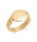 Bague plaqué or monture maille gourmette plaque à graver ronde