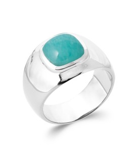 Bague argent massif rehaussée d'une amazonite 