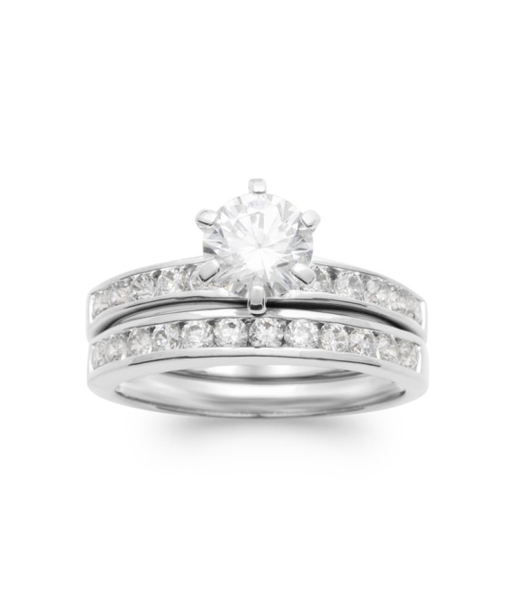 Double bagues argent zirconium et solitaire 