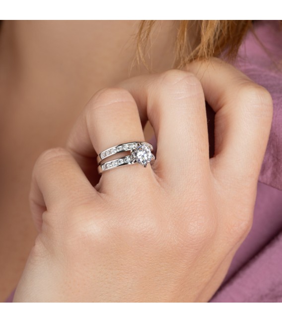 Double bagues argent zirconium et solitaire 
