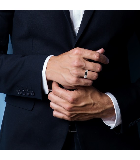 Bague homme alliance design quantum 925 