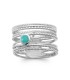 Belle bague argent massif anneaux perlés AMAZONITE sertie 