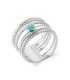 Belle bague argent massif anneaux perlés AMAZONITE sertie 