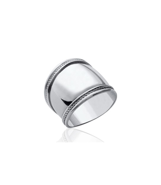 Bague Ancienne Anneau Large En Argent Massif 925 - Taille 57 - Bon état D'usage