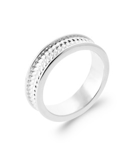 Alliance bague argent massif relief en tour complet