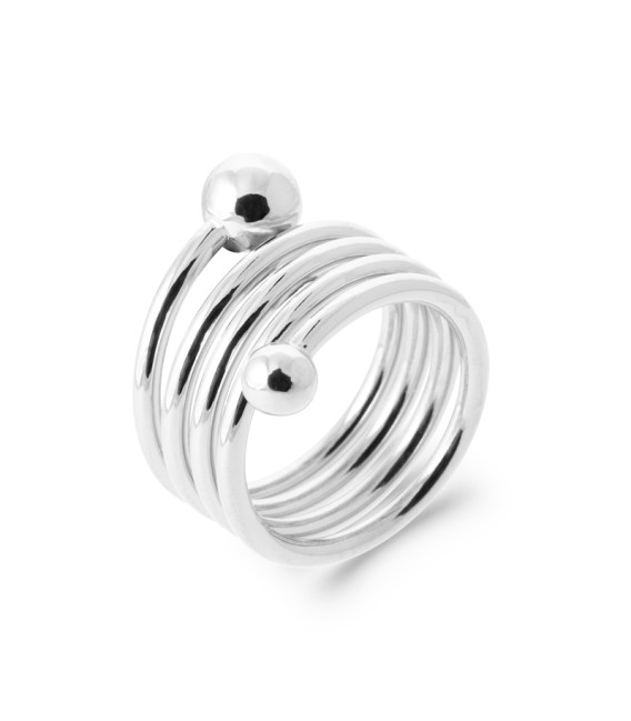Bague anneau enroulé fixe perle chaque bout 