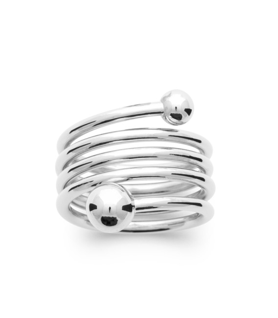 Bague anneau enroulé fixe perle chaque bout 