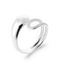 Bague argent anneau ouvert en relief perlé tête à tête