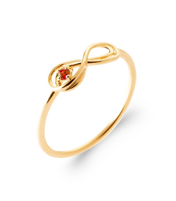 Bague plaqué or infini zirconium rouge amour griffé 