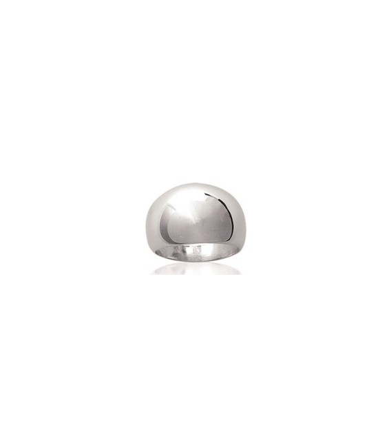Grosse bague argent massif gros bombé miroir 