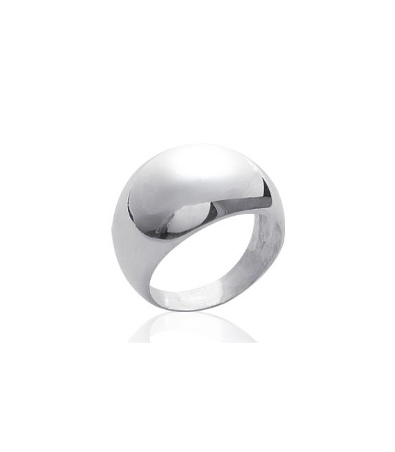 Grosse bague argent massif gros bombé miroir 