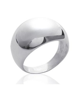 Grosse bague argent massif gros bombé miroir 